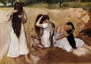 Edgar Degas Girls comb the hair oil